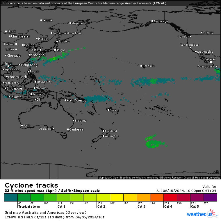  ECMWF 10 Day Storm Tracks// 3 Week TC Formation Probability//0606utc 
