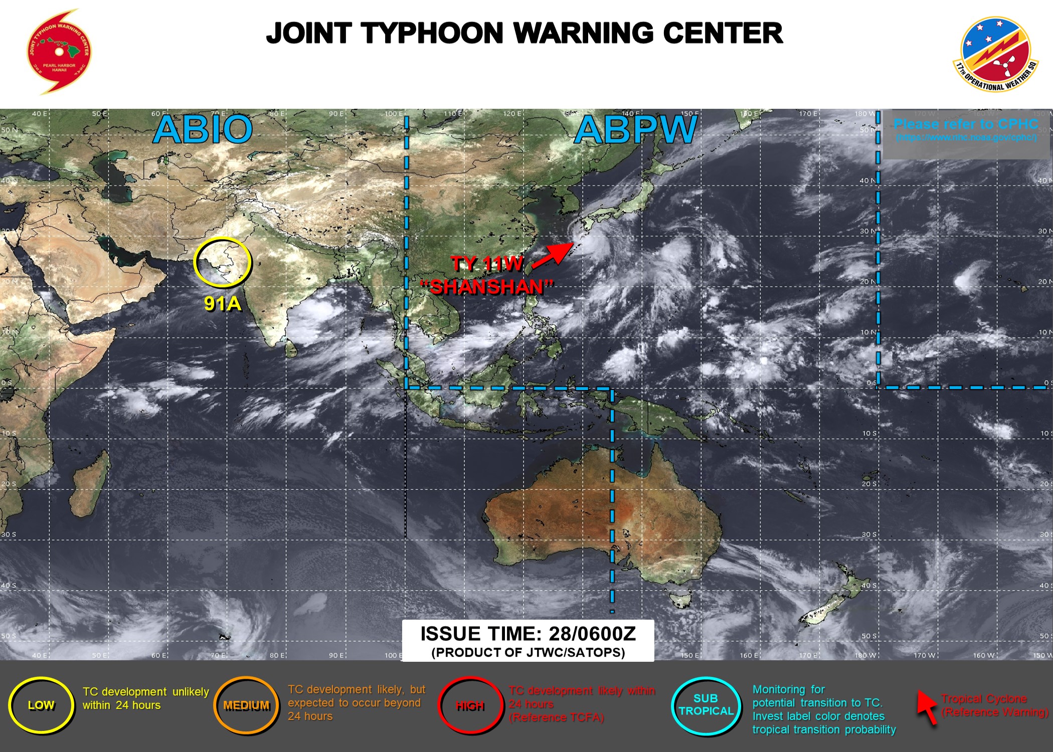 JTWC IS ISSUING 6HOURLY WARNINGS ON 11W, ON 01C AND ON 07E. 3HOURLY SATELLITE BULLETINS ARE ISSUED ON 11W ON 01C AND ON 07E