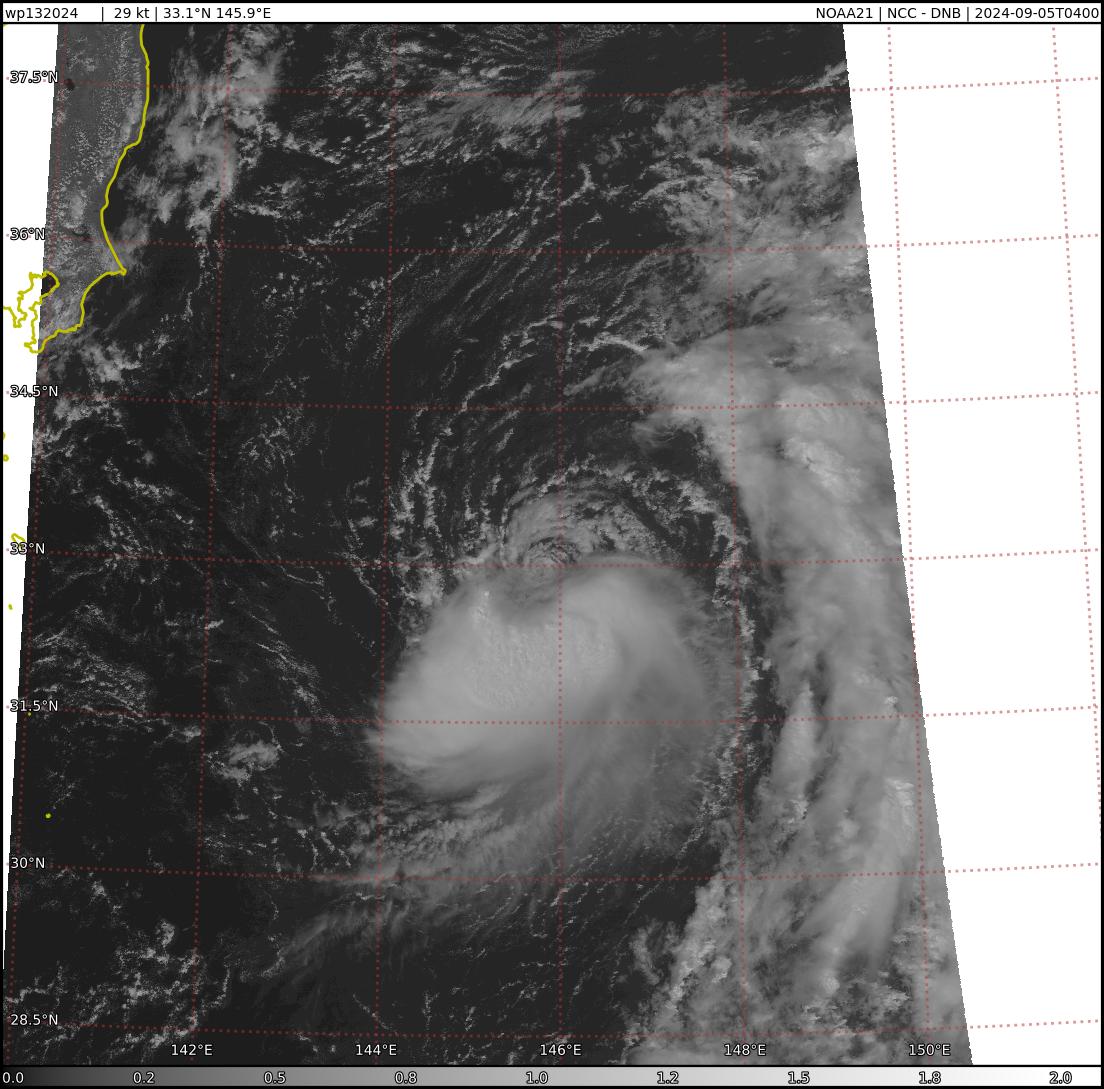SATELLITE ANALYSIS, INITIAL POSITION AND INTENSITY DISCUSSION: ANIMATED MULTISPECTRAL SATELLITE IMAGERY (MSI) DEPICTS A SMALL  CLUSTER OF FLARING CONVECTION SHEARED TO THE SOUTH OF THE LLCC, WHICH  ACCOUNTS FOR THE RECENT FULL-EXPOSURE OF THE LLCC. VIGOROUS  EQUATORWARD OUTFLOW WITH TRANSVERSE BANDING AROUND THE EASTERN AND  SOUTHERN PERIPHERIES AIDED IN THE SYSTEM REACHING A PEAK INTENSITY OF  35 KTS AT 050000Z; HOWEVER, THE INTENSITY WEAKENED TO 30 KTS AT  050600Z ONCE THE SYSTEM DECOUPLED. TD 13W IS LOCATED UNDERNEATH A  TUTT CELL AND IMMEDIATELY ADJACENT TO AN EXTENSIVE AREA OF DRY AIR  AND SUBSIDENCE TO THE WEST OF ITS CURRENT POSITION AND FORECAST  TRACK. THE INITIAL POSITION IS PLACED WITH HIGH CONFIDENCE BASED ON  ANIMATED VISIBLE SATELLITE IMAGERY SHOWING A FULLY EXPOSED LLCC. THE  INITIAL INTENSITY OF 30 KTS IS ALSO ASSESSED WITH HIGH CONFIDENCE  BASED ON SUBJECTIVE AGENCY DVORAK ESTIMATES IN GOOD AGREEMENT AND  RECENT SCATTEROMETRY WINDSPEEDS RANGING FROM 25-35 KTS. SATELLITE ANALYSIS, INITIAL POSITION AND INTENSITY DISCUSSION: ANIMATED MULTISPECTRAL SATELLITE IMAGERY (MSI) DEPICTS A SMALL  CLUSTER OF FLARING CONVECTION SHEARED TO THE SOUTH OF THE LLCC, WHICH  ACCOUNTS FOR THE RECENT FULL-EXPOSURE OF THE LLCC. VIGOROUS  EQUATORWARD OUTFLOW WITH TRANSVERSE BANDING AROUND THE EASTERN AND  SOUTHERN PERIPHERIES AIDED IN THE SYSTEM REACHING A PEAK INTENSITY OF  35 KTS AT 050000Z; HOWEVER, THE INTENSITY WEAKENED TO 30 KTS AT  050600Z ONCE THE SYSTEM DECOUPLED. TD 13W IS LOCATED UNDERNEATH A  TUTT CELL AND IMMEDIATELY ADJACENT TO AN EXTENSIVE AREA OF DRY AIR  AND SUBSIDENCE TO THE WEST OF ITS CURRENT POSITION AND FORECAST  TRACK. THE INITIAL POSITION IS PLACED WITH HIGH CONFIDENCE BASED ON  ANIMATED VISIBLE SATELLITE IMAGERY SHOWING A FULLY EXPOSED LLCC. THE  INITIAL INTENSITY OF 30 KTS IS ALSO ASSESSED WITH HIGH CONFIDENCE  BASED ON SUBJECTIVE AGENCY DVORAK ESTIMATES IN GOOD AGREEMENT AND  RECENT SCATTEROMETRY WINDSPEEDS RANGING FROM 25-35 KTS.