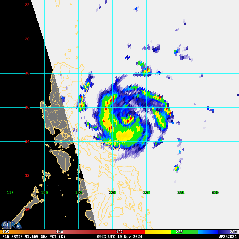 Typhoon 26W(TORAJI) intensifying and bearing down on LUZON// 1015utc