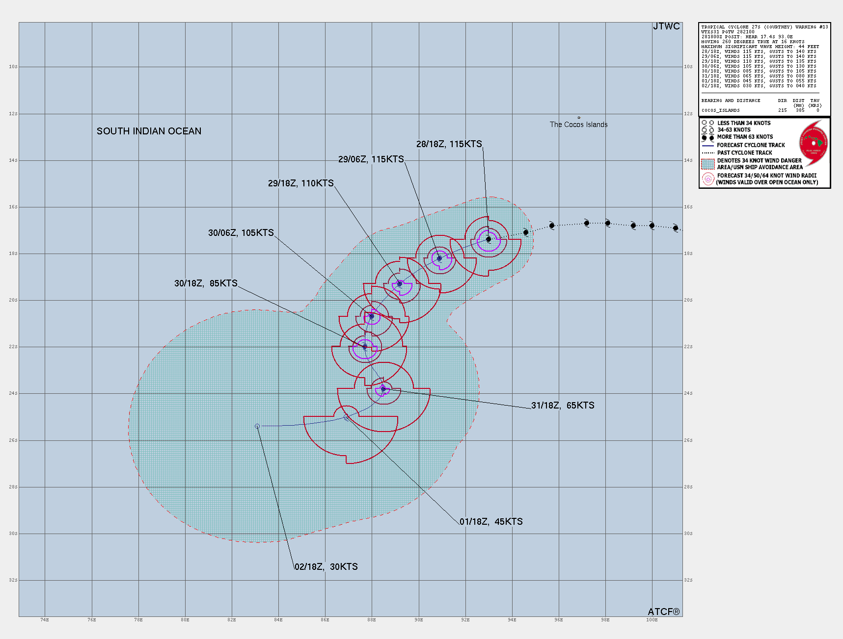 TC 27S(COURTNEY) powerful CAT 4 US // TC 28S(DIANNE) made landfall//2803utc