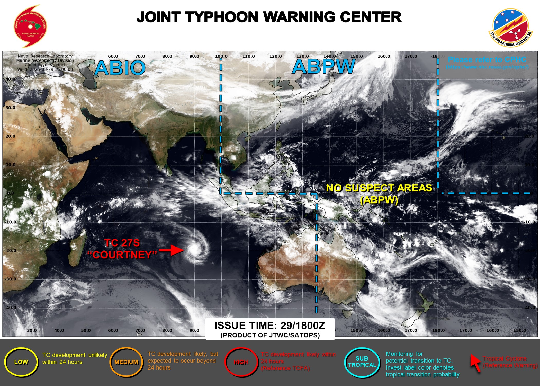 JTWC IS ISSUING 12 HOURLY WARNINGS ON TC 27S. 3 HOURLY SATELLITE BULLETINS ARE ISSUED ON TC 27S AND ON THE REMNANTS OF TC 28S.