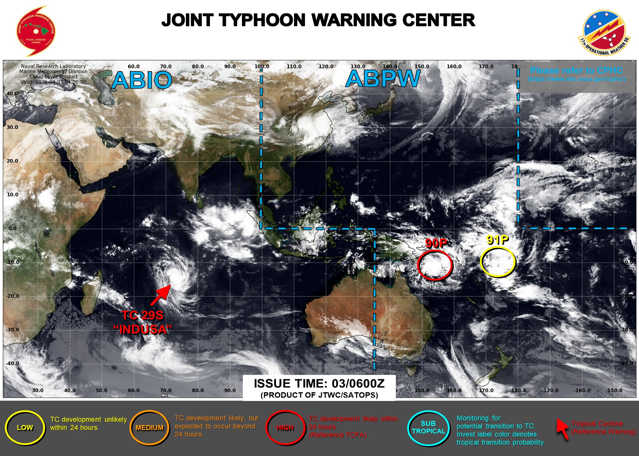 TC 29S (INDUSA) to reach Hurricane/Typhoon Intensity within 24h/Invest 90P high/Invest 91P