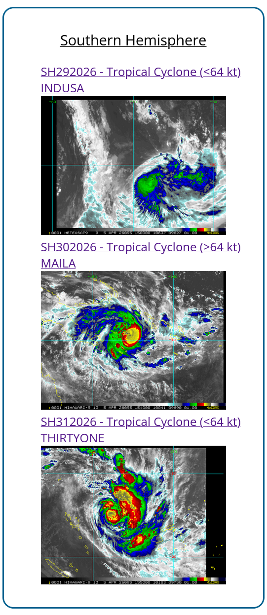 SOUTH PACIFIC: TC 30P(MAILA) still intensifying but still very slow moving/ TC 31P (VAIANU) Rapid Intensification likely next 36 hours//051500Z