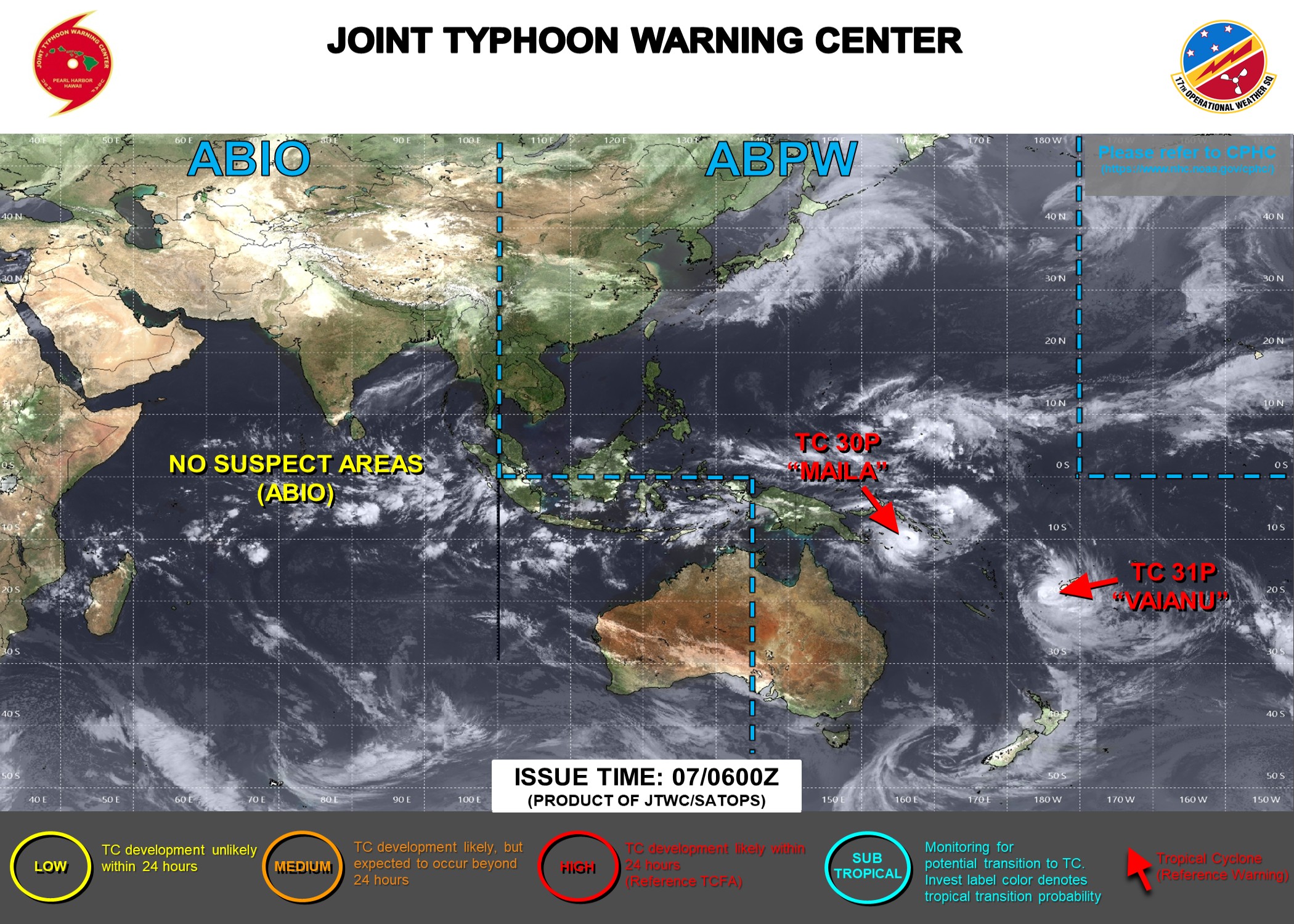 SOUTH PACIFIC: TC 30P(MAILA) near CAT 4 US despite possible up-welling,intensification still possible next 24h/TC 31P (VAIANU) peaked at CAT 3 forecast to be a strong Subtropical Storm by 96h//071500 UTC 