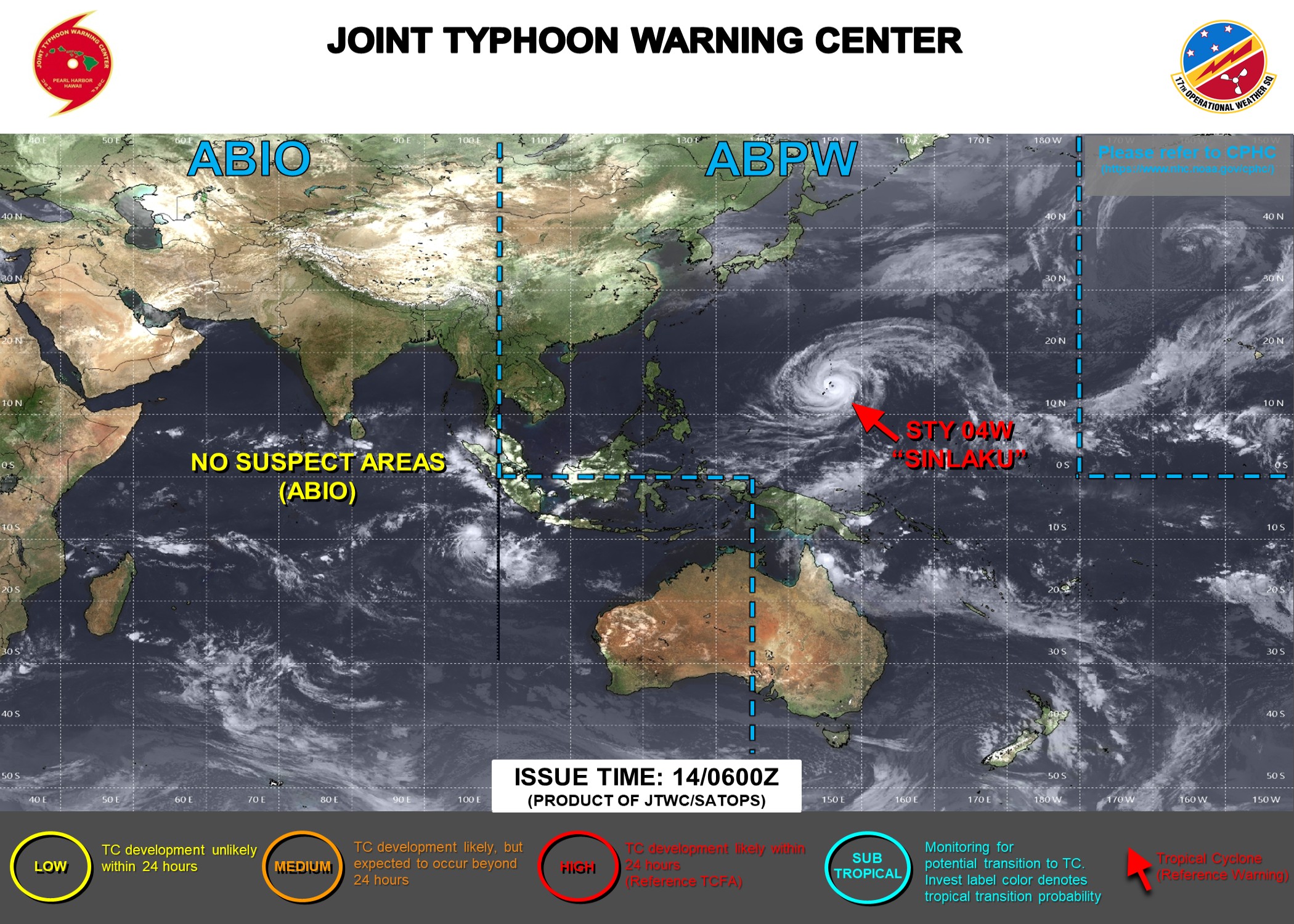 WESTERN PACIFIC: Super Typhoon 04W(SINLAKU) CAT 4 US exhibiting an eye-wall replacement cycle with imminent landfall near AGUIJAN or TINIAN with very destructive winds/ SOUTH INDIAN: Invest 92S/140900 UTC /