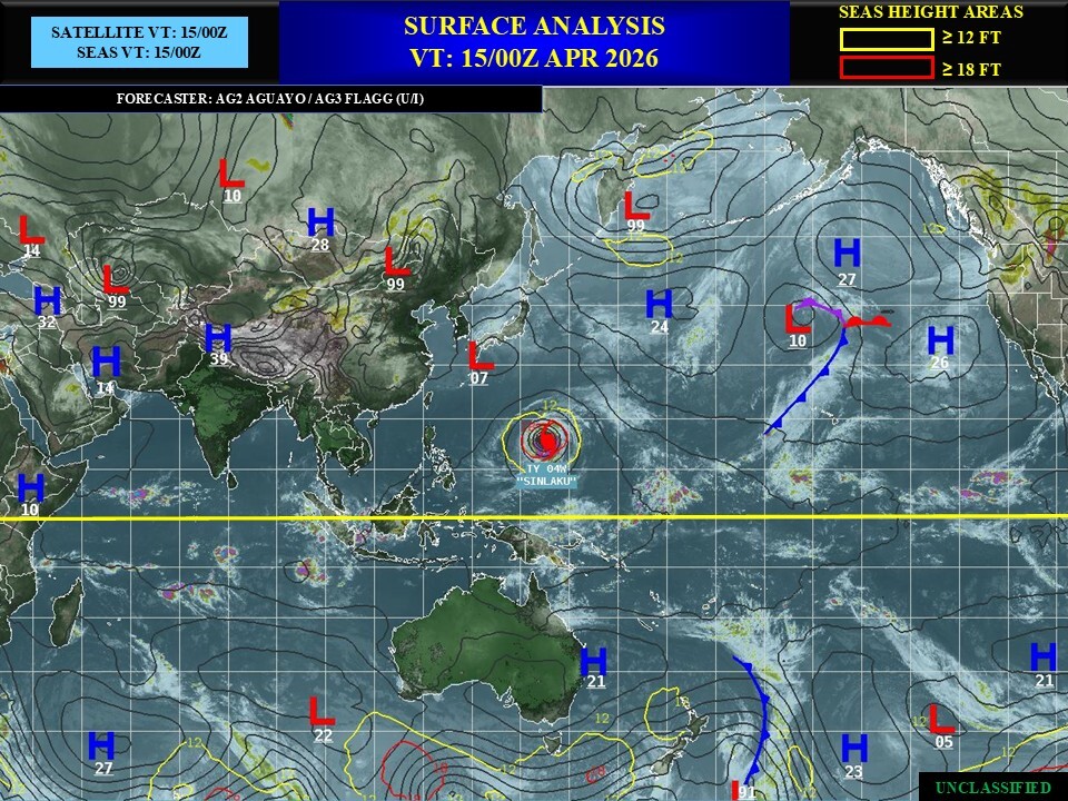 WESTERN PACIFIC: Typhoon 04W(SINLAKU) large and still powerful CAT 3 US,  slow mover lead to a prolonged period period of destructive winds over the MARIANAS/ SOUTH INDIAN: Invest 92S//150900 UTC  