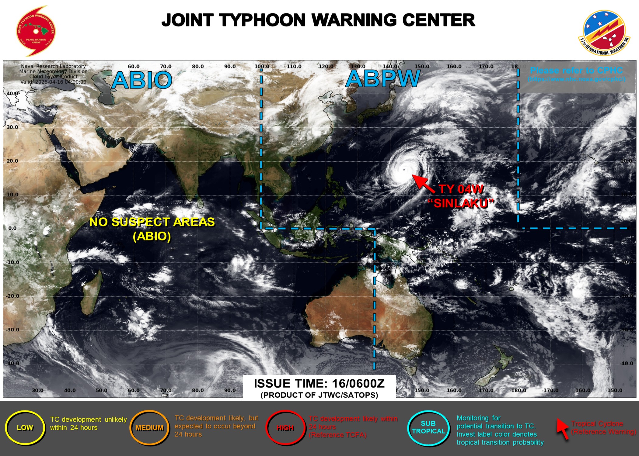 WESTERN PACIFIC: 04W(SINLAKU) CAT 3 US forecast to remain a Typhoon for the next 48h before becoming a strong extratropical storm/SOUTH INDIAN: Invest 92S//161000 UTC  