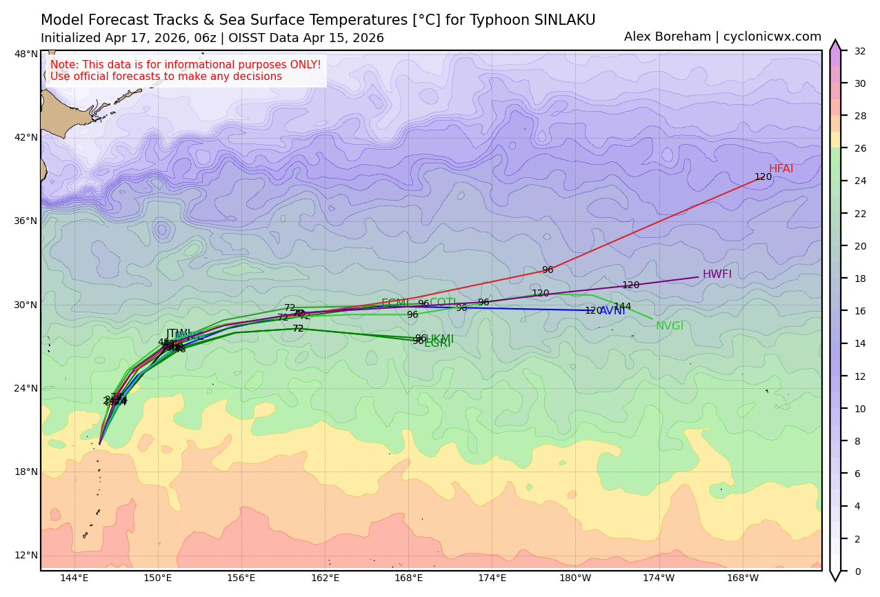 WESTERN PACIFIC: Typhoon 04W(SINLAKU) CAT 1 US is tracking over increasingly cooler seas with ETT forecast to complete by 48h//171000 UTC