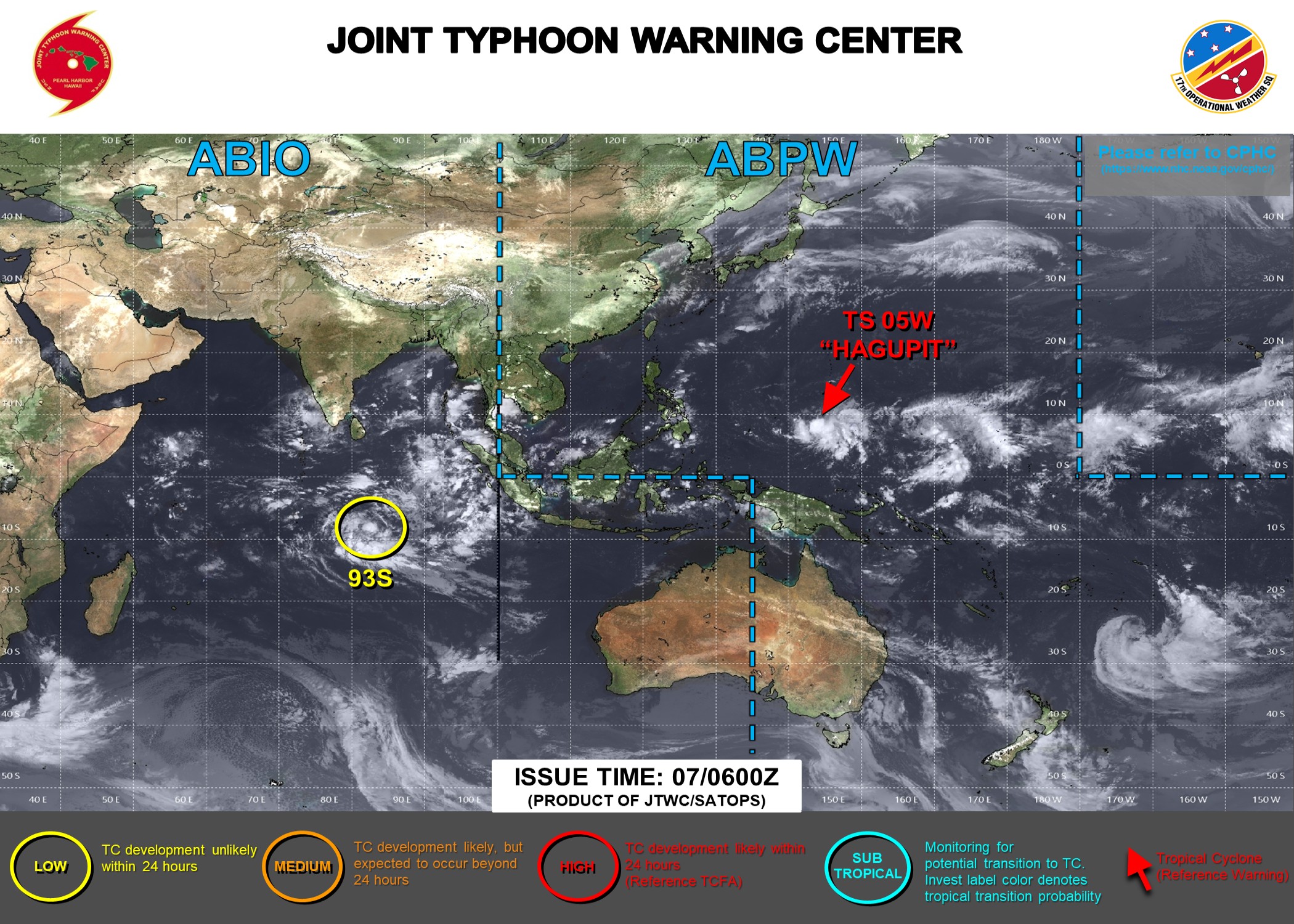 WESTERN PACIFIC: TS 05W(HAGUPIT) Environmental conditions forecast to stymie significant intensification/SOUTH INDIAN: INVEST 93S //070930 UTC