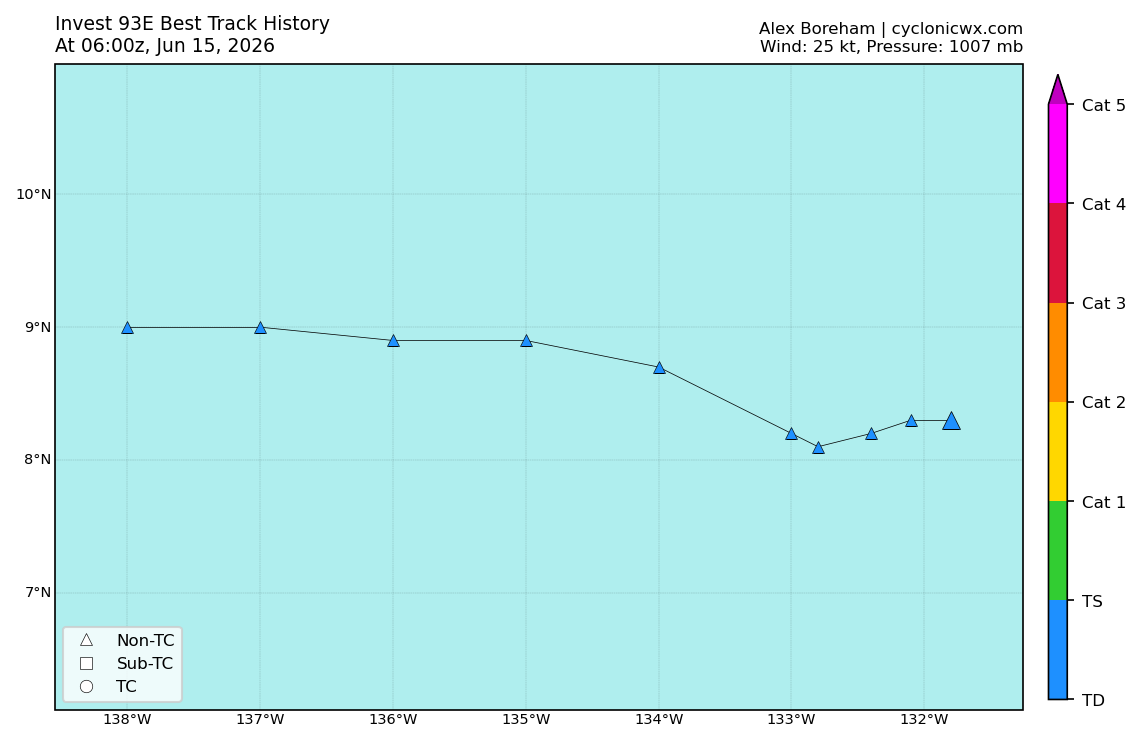 WESTERN PACIFIC: Invest 92W/SOUTH PACIFIC: Subtropical Storm 96P/EASTERN PACIFIC: Invest 93E//15@0730 UTC 