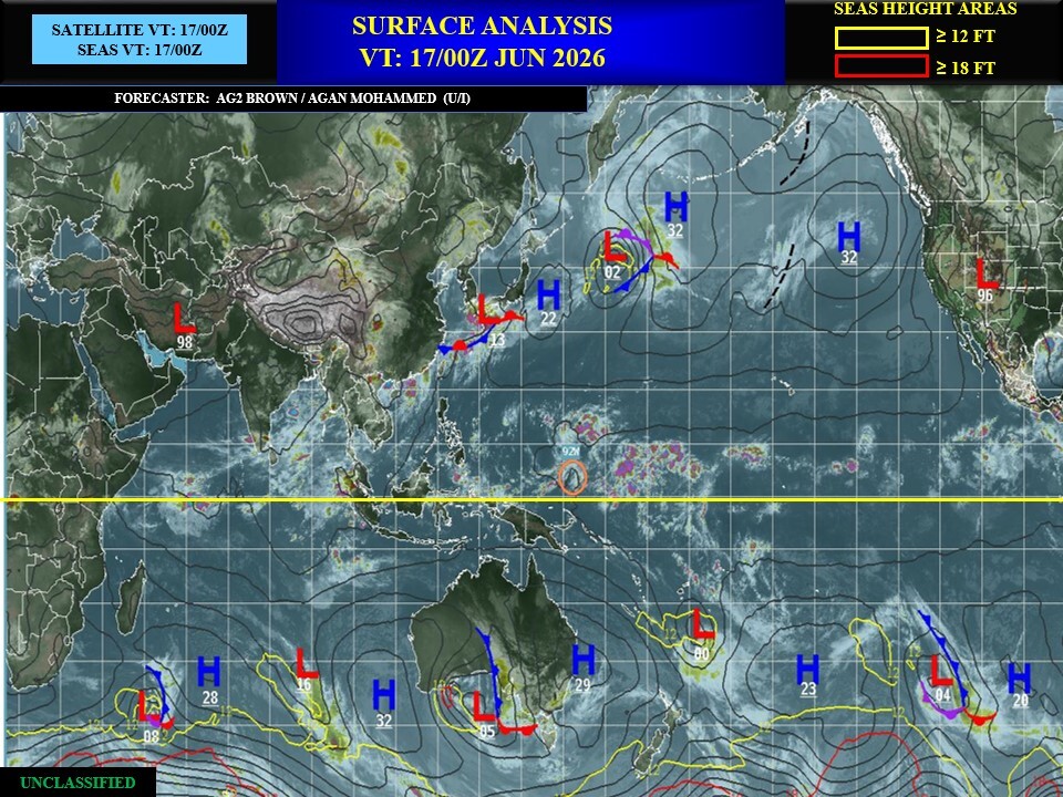 WESTERN PACIFIC: Invest 92W/ SOUTH PACIFIC: Invest 96P/3 Week Tropical Cyclone Formation Probability//17@1030 UTC 