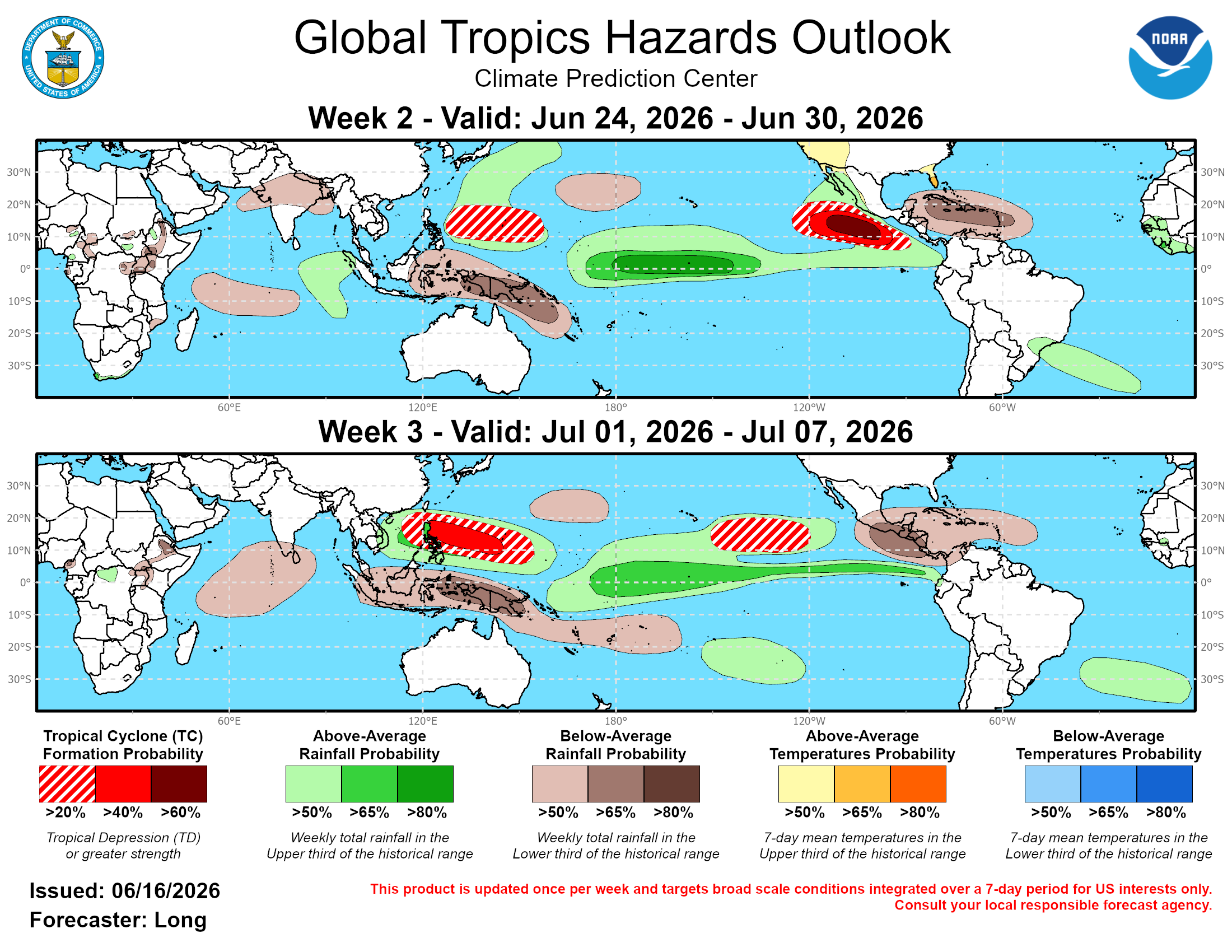 WESTERN PACIFIC: Invest 92W/ SOUTH PACIFIC: Invest 96P/3 Week Tropical Cyclone Formation Probability//17@1030 UTC 