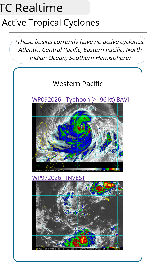 WESTERN PACIFIC: TY 09W(BAVI) peaked at STY Intensity again, now undergoing another ERC, gradually approaching the YAEYMA islands next 48h/Invest 97W//08@1700 UTC 
