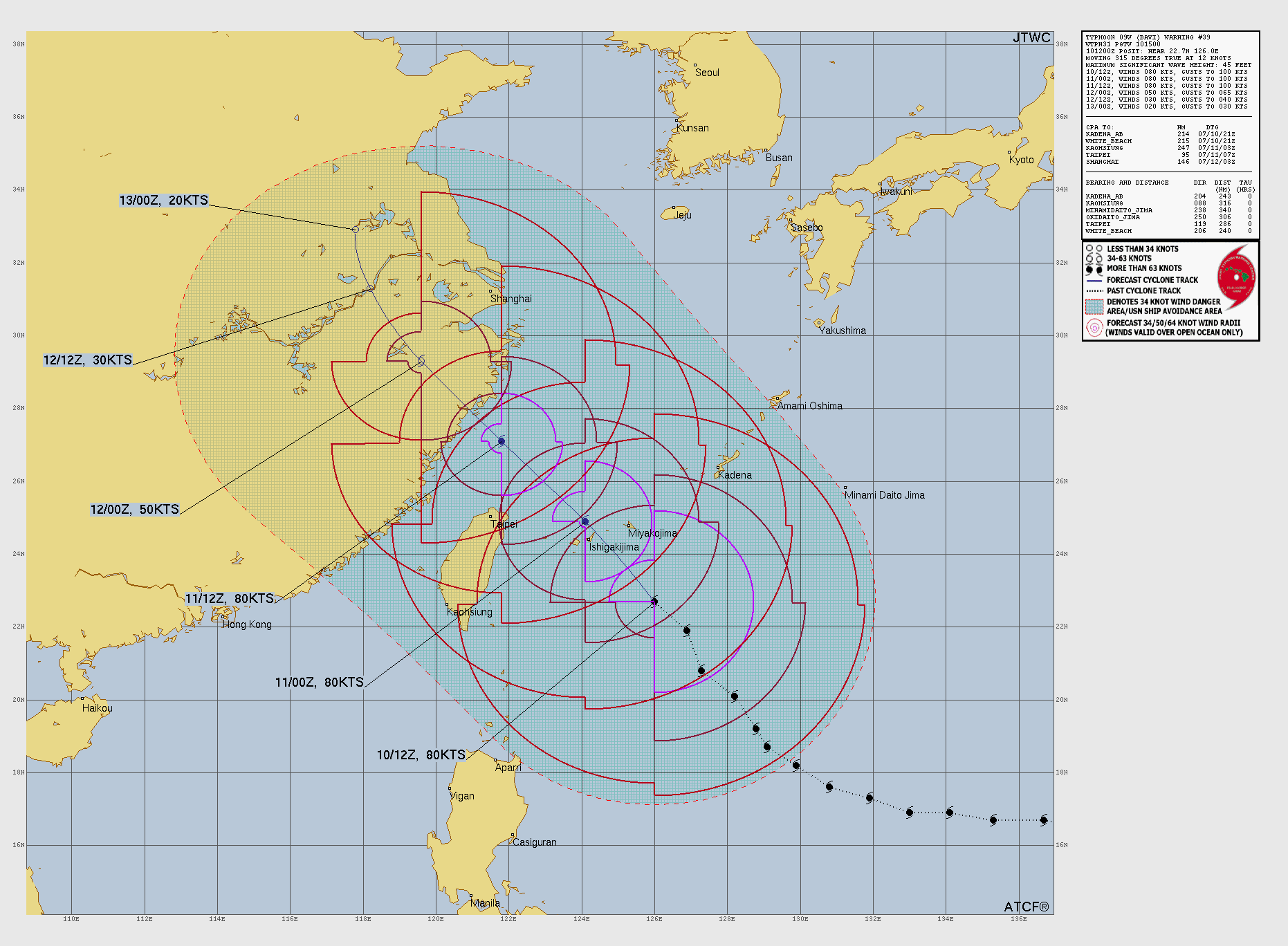 WESTERN PACIFIC: TY 09W(BAVI) CAT 1 US,with a massive circulation, forecast to track very close or over ISHIGAKI island within 12h before making landfall over WENZHOU/Invest 97W/Invest 90C/10@1530 UTC
