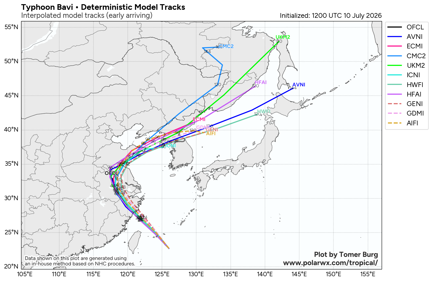 WESTERN PACIFIC: TY 09W(BAVI) CAT 1 US,with a massive circulation, forecast to track very close or over ISHIGAKI island within 12h before making landfall over WENZHOU/Invest 97W/Invest 90C/10@1530 UTC