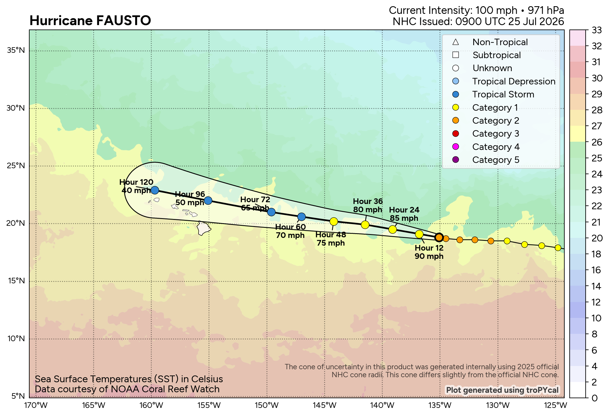 WESTERN PACIFIC: Typhoon 11W(NOUL) forecast to peak at CAT 2 US while making landfall East of HONG KONG within 12 hours/EASTERN PACIFIC: HU 06E(FAUSTO) peaks at CAT2 US/07E(GENEVIEVE) set to reach CAT 3 US by 48 hours//25@1100 UTC 