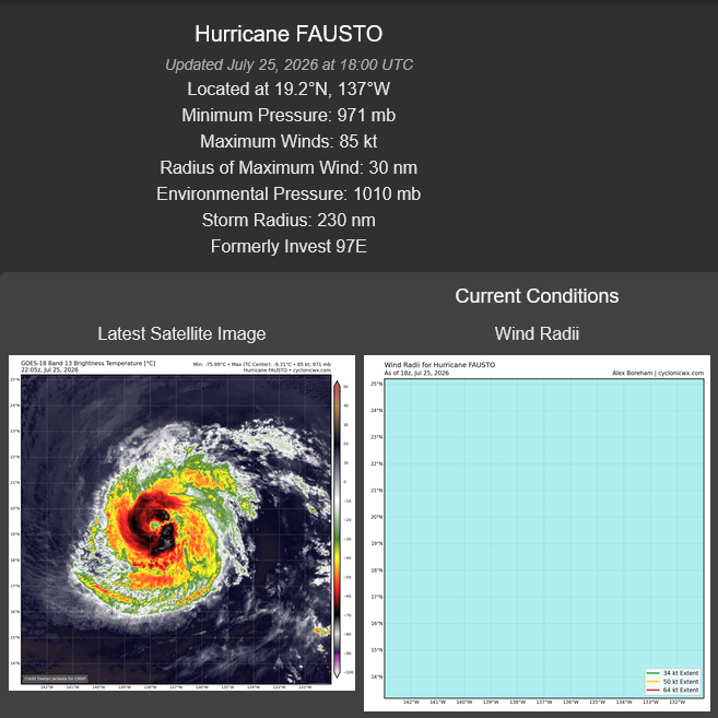 WESTERN PACIFIC: Typhoon 11W(NOUL) CAT 2 US making landfall East of HONG KONG/HU 06E(FAUSTO) CAT 2 /TS 07E(GENEVIEVE) forecast to peak at CAT 4 by 72 hours/Invest 93B//25@2130 UTC 