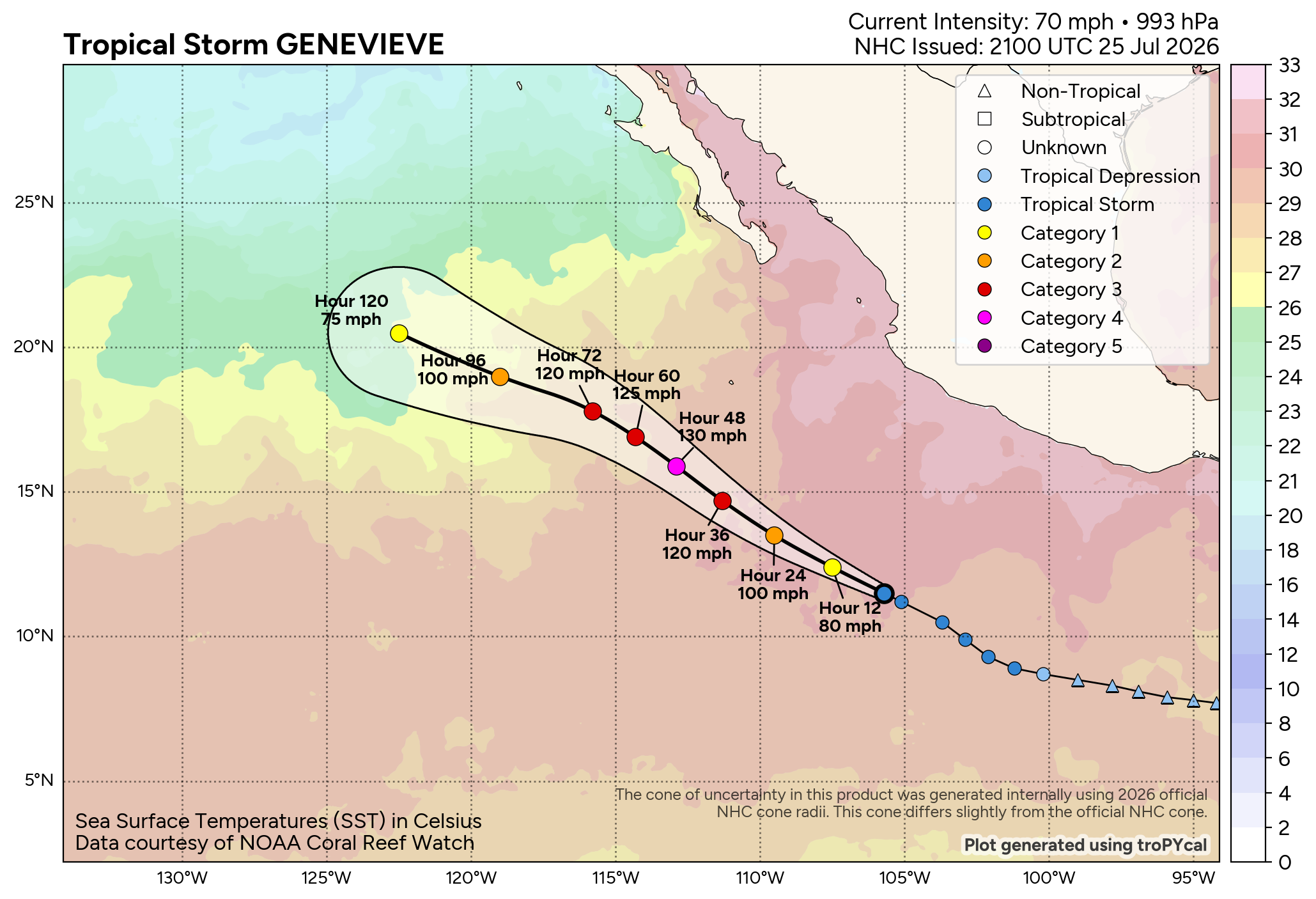 WESTERN PACIFIC: Typhoon 11W(NOUL) CAT 2 US making landfall East of HONG KONG/HU 06E(FAUSTO) CAT 2 /TS 07E(GENEVIEVE) forecast to peak at CAT 4 by 72 hours/Invest 93B//25@2130 UTC 
