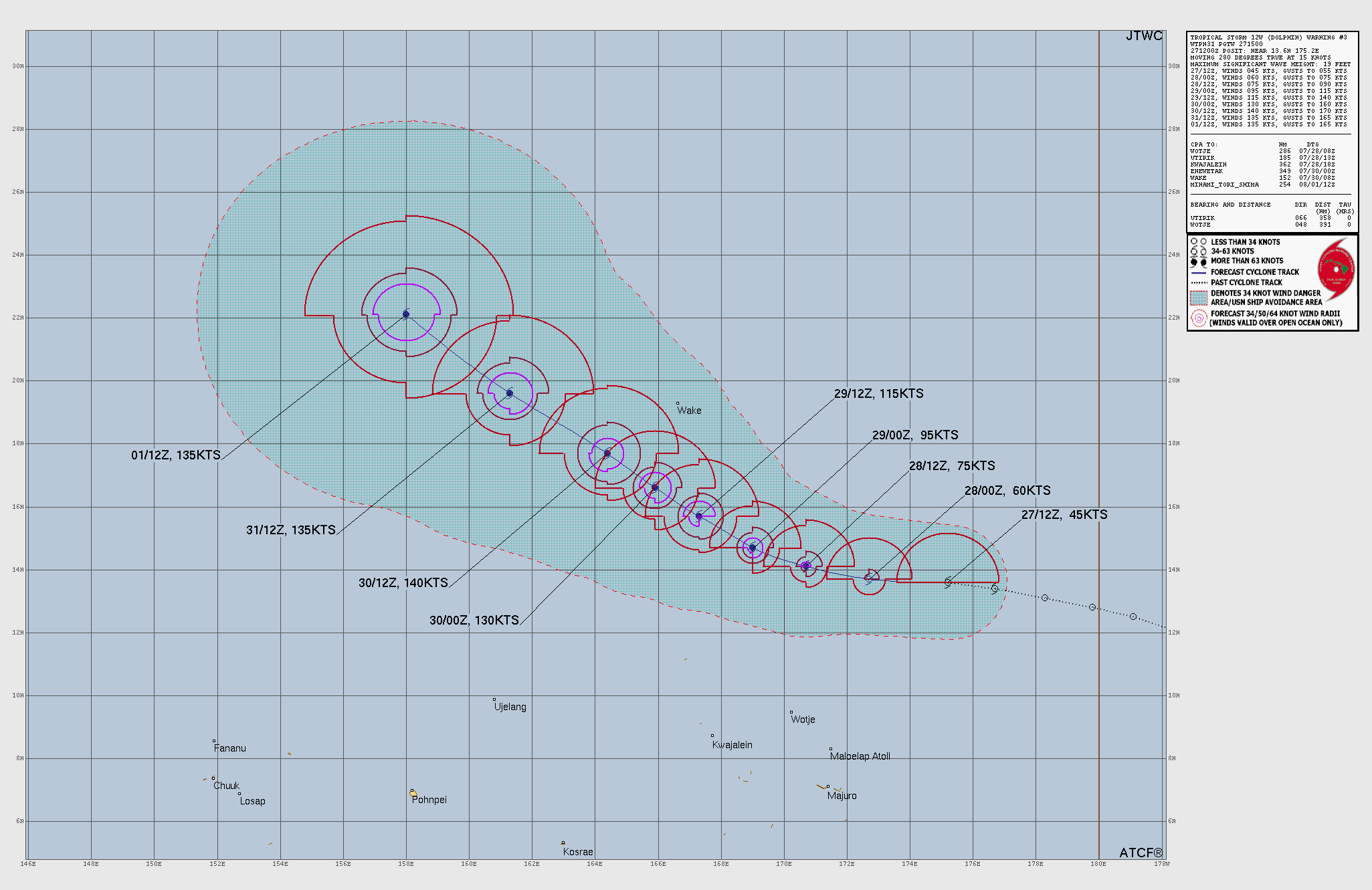 WESTERN PACIFIC: TS 12W(DOLPHIN) forecast to reach Typhoon Intensity within 24 hours and be a Super Typhoon by 60 hours/EASTERN PACIFIC: Hurricane 07E(GENEVIEVE) Extreme Rapid Intensification from CAT 1 US to CAT 5 in 24 hours/27@1630 UTC