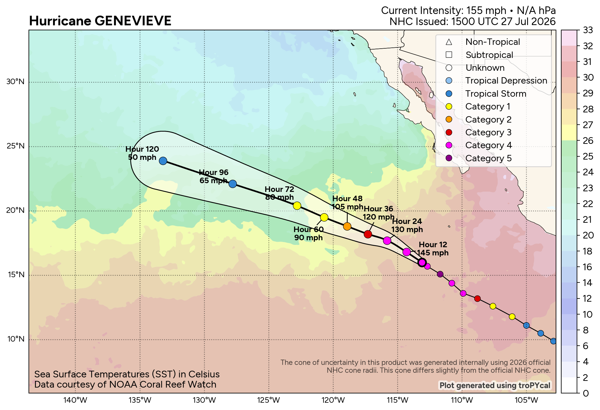 WESTERN PACIFIC: TS 12W(DOLPHIN) forecast to reach Typhoon Intensity within 24 hours and be a Super Typhoon by 60 hours/EASTERN PACIFIC: Hurricane 07E(GENEVIEVE) Extreme Rapid Intensification from CAT 1 US to CAT 5 in 24 hours/27@1630 UTC