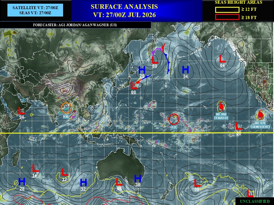 WESTERN PACIFIC: TS 12W(DOLPHIN) forecast to reach Typhoon Intensity within 24 hours and be a Super Typhoon by 60 hours/EASTERN PACIFIC: Hurricane 07E(GENEVIEVE) Extreme Rapid Intensification from CAT 1 US to CAT 5 in 24 hours/27@1630 UTC