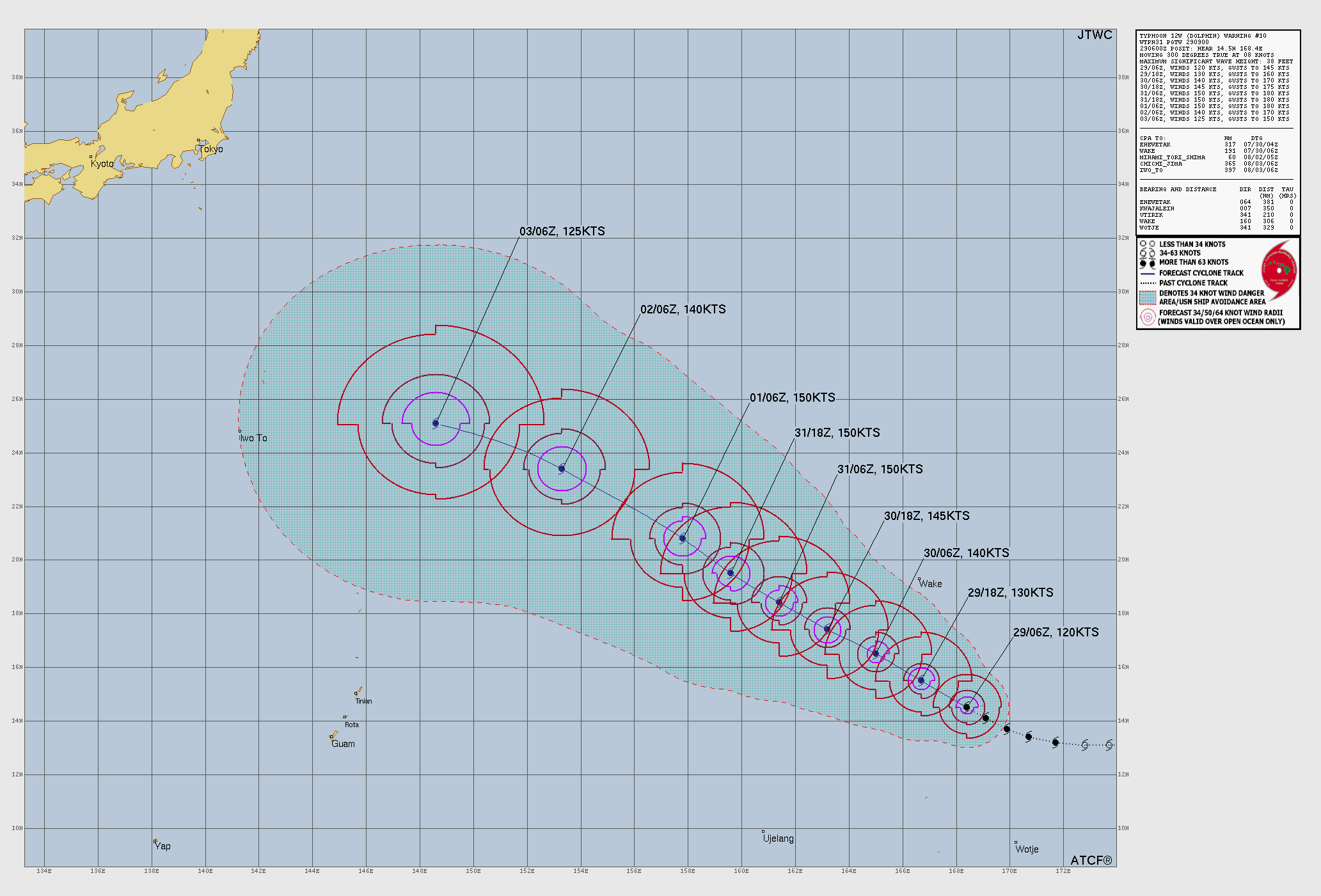 WESTERN PACIFIC: TY 12W(DOLPHIN) CAT 4 US, an ERC momentarily stopped a stunning ERI event of 80kt/24h,CAT 5 forecast within 24h/EASTERN PACIFIC: HU 07E(GENEVIEVE) still powerful//29@1130 UTC