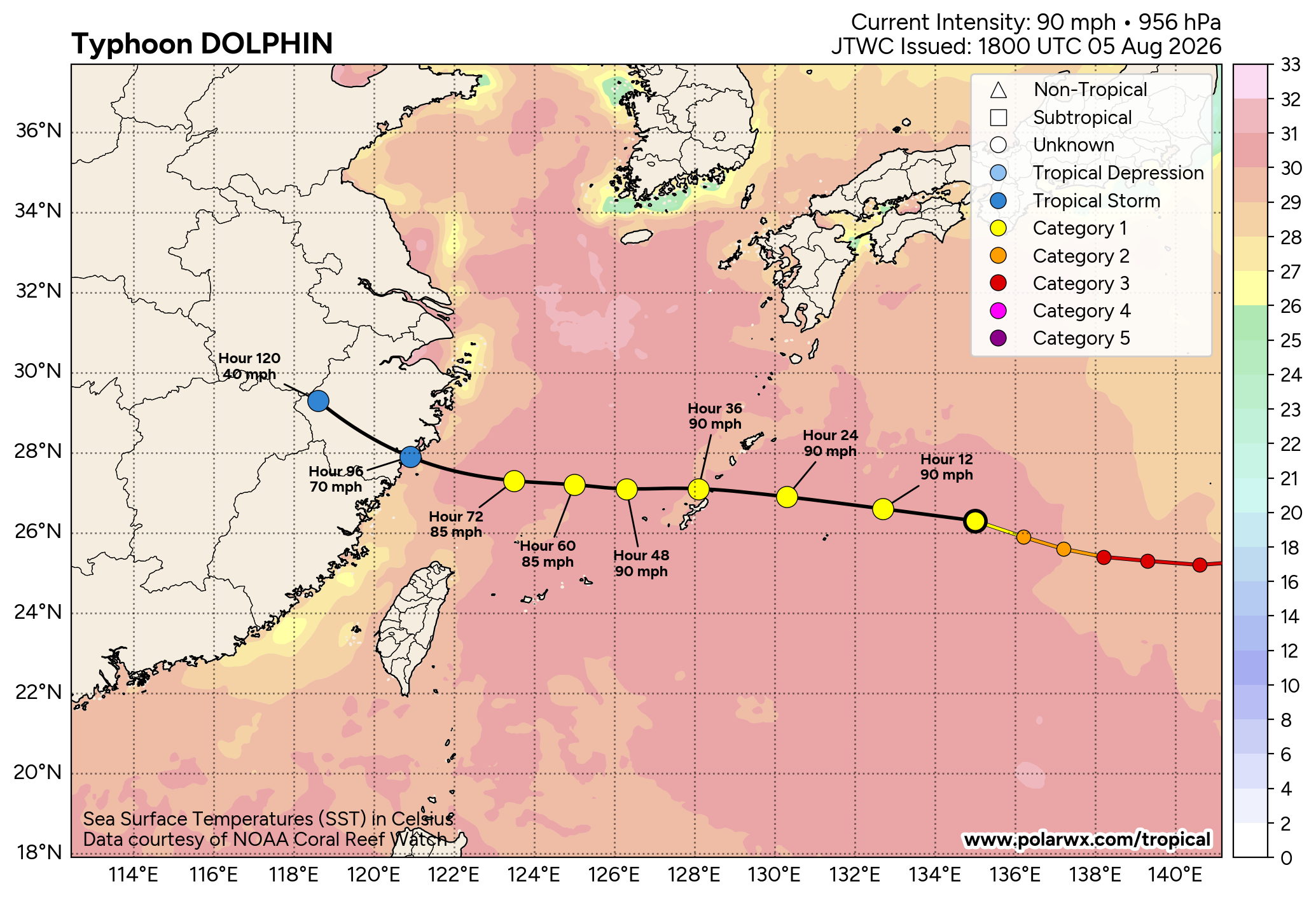 WESTERN PACIFIC: TY 12W(DOLPHIN) down from CAT4 US to CAT 1 in 36h, gradually approaching OKINAWA/TS 13W(KUJIRA)/Invest 96W//05@2200 UTC