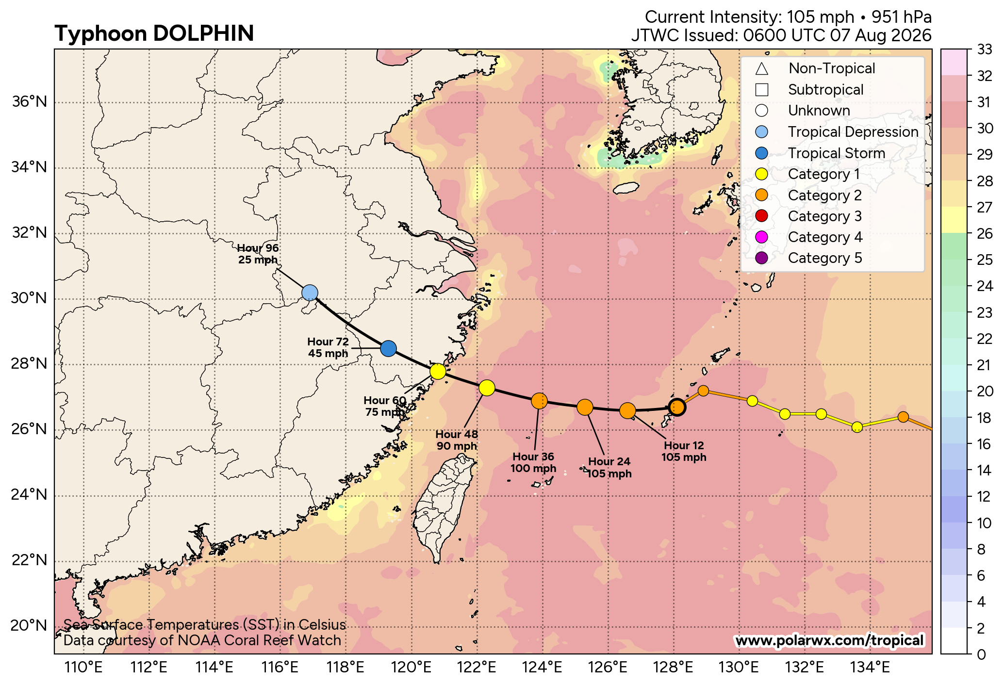 WESTERN PACIFIC: TY 12W(DOLPHIN) CAT 2 US, the pinhole eye scrapes the coast of NW OKINAWA,landfall in CHINA forecast in approx 60h/TS 14W(CHAN HOM)/Invests 97W & 98W//07@1030 UTC