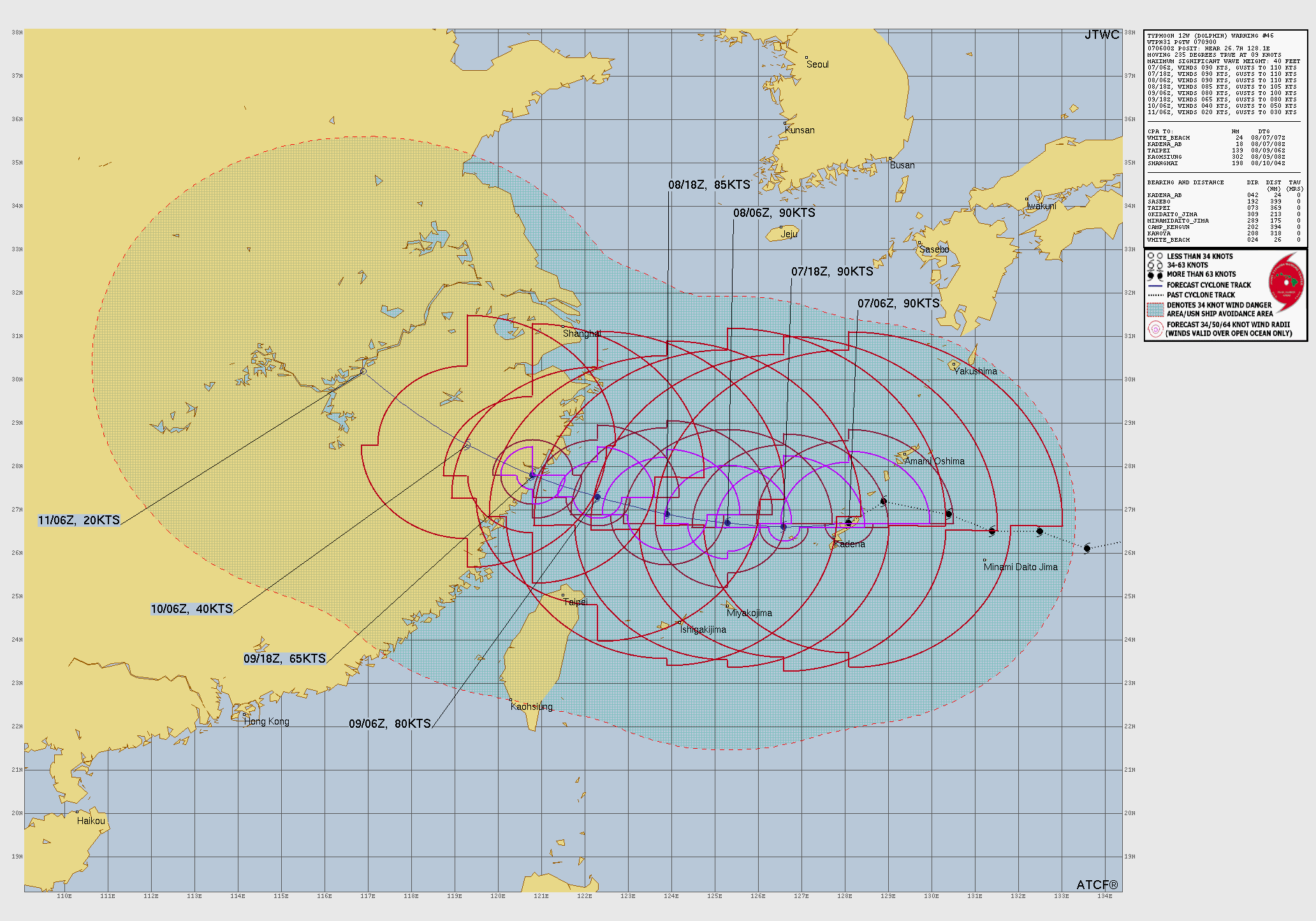 WESTERN PACIFIC: TY 12W(DOLPHIN) CAT 2 US, the pinhole eye scrapes the coast of NW OKINAWA,landfall in CHINA forecast in approx 60h/TS 14W(CHAN HOM)/Invests 97W & 98W//07@1030 UTC
