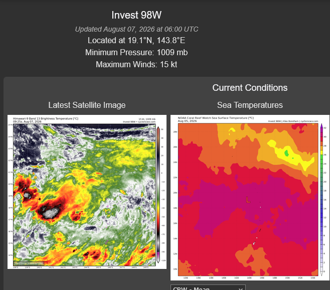 WESTERN PACIFIC: TY 12W(DOLPHIN) CAT 2 US, the pinhole eye scrapes the coast of NW OKINAWA,landfall in CHINA forecast in approx 60h/TS 14W(CHAN HOM)/Invests 97W & 98W//07@1030 UTC