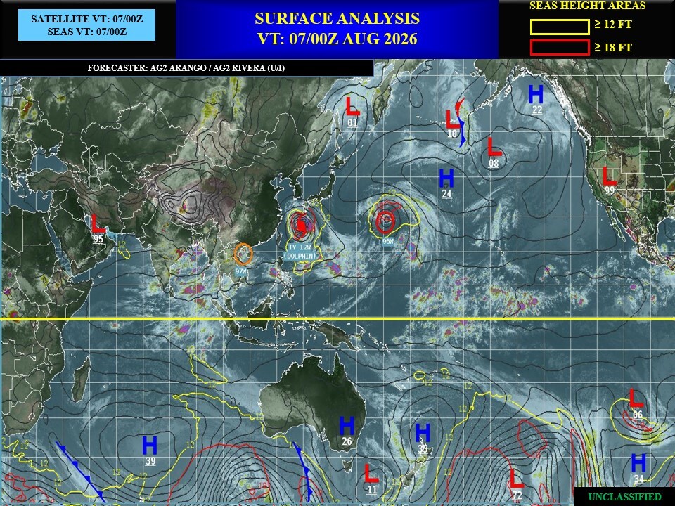 WESTERN PACIFIC: TY 12W(DOLPHIN) CAT 2 US, the pinhole eye scrapes the coast of NW OKINAWA,landfall in CHINA forecast in approx 60h/TS 14W(CHAN HOM)/Invests 97W & 98W//07@1030 UTC