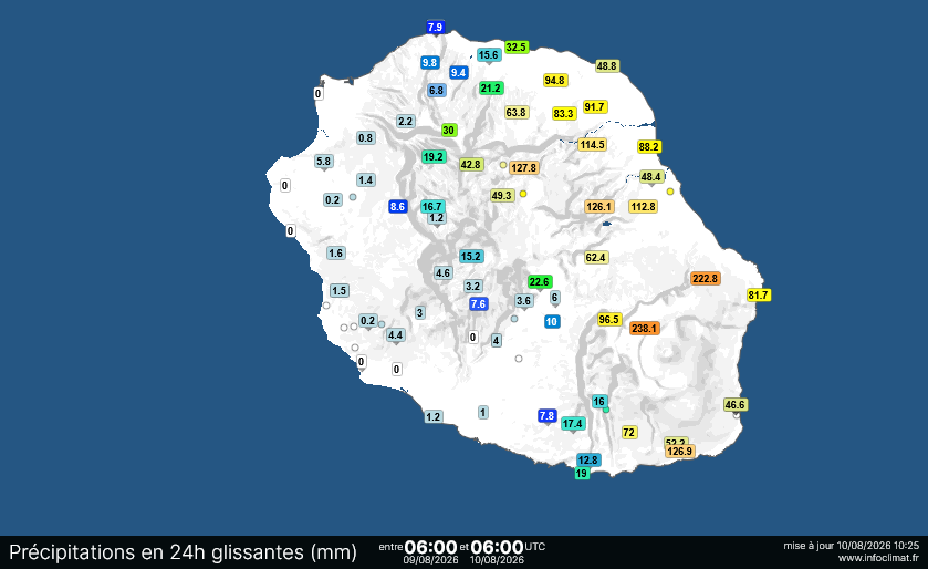 Pluies: plus de 300mm en 48 heures à la REUNION//11/08/26