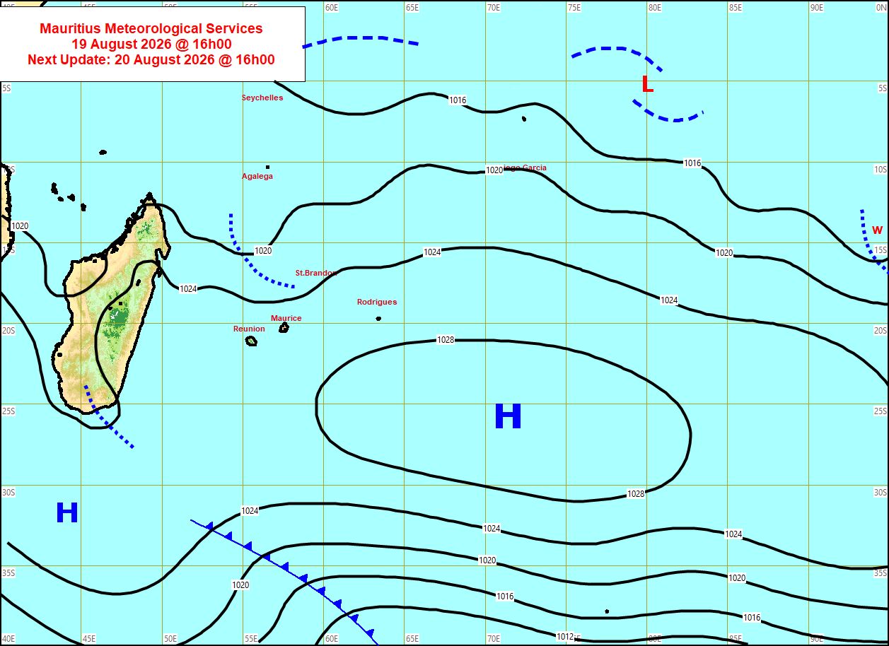 MAURICE: données climatologiques du 19/08/2026
