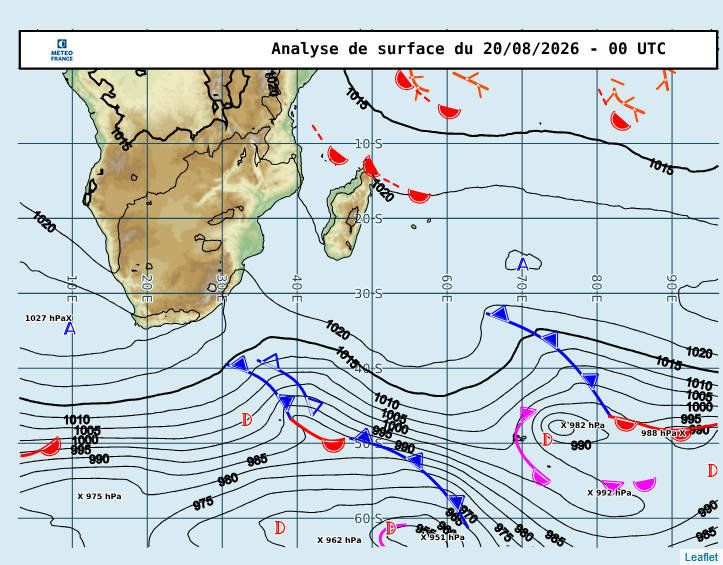 REUNION: données climatologiques du 20/08/2026