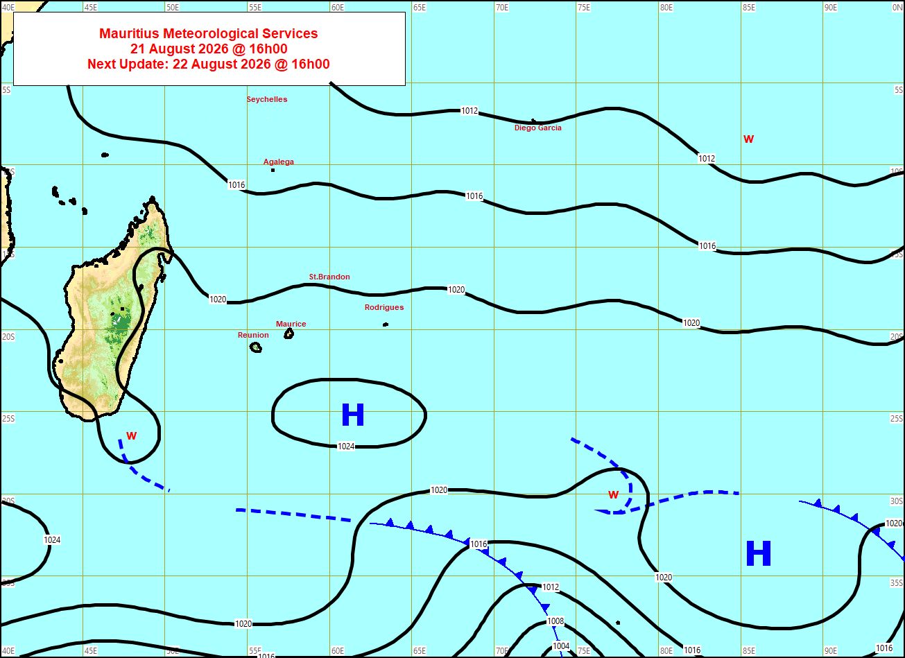 MAURICE: données climatologiques du 21/08/2026