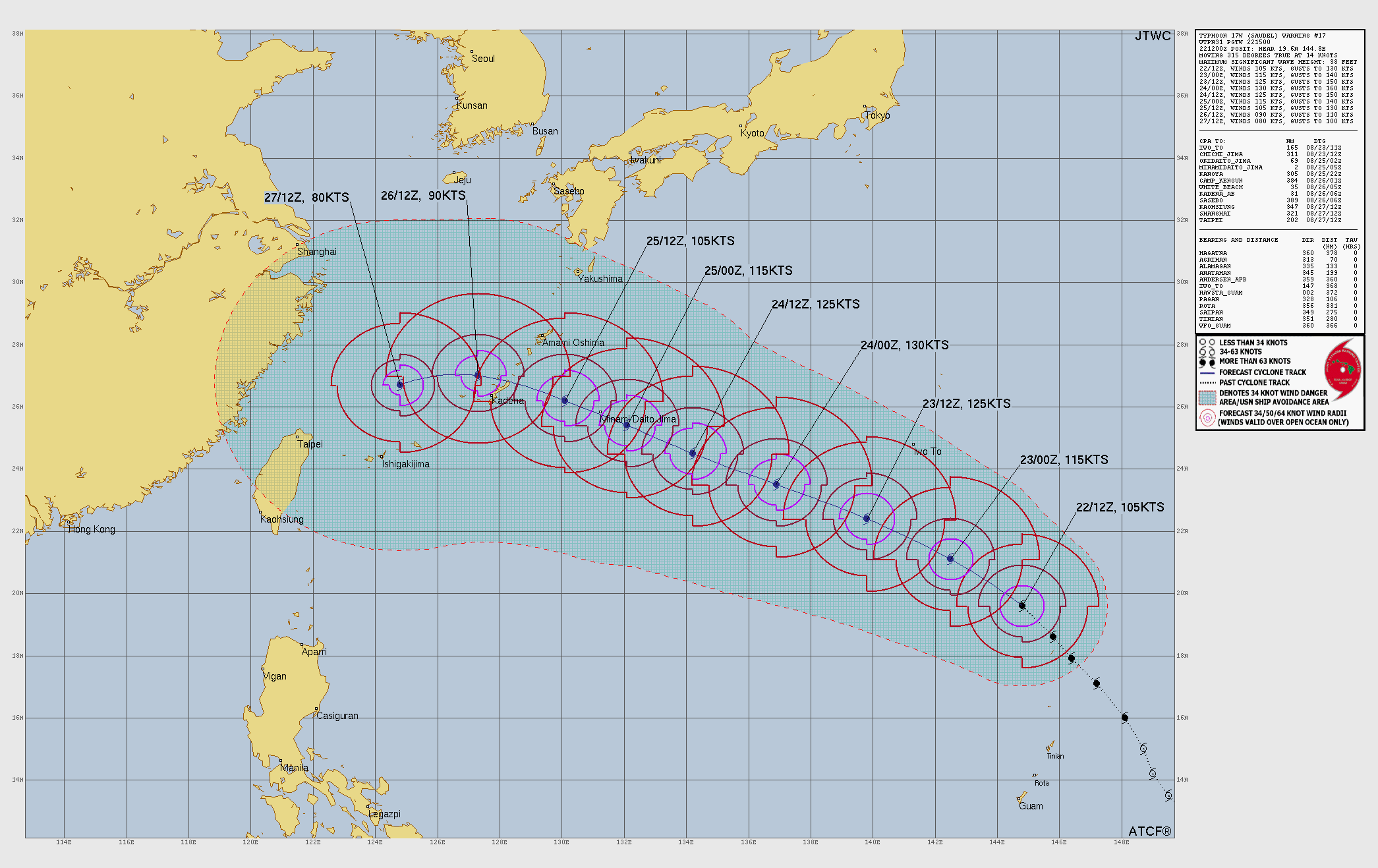 WESTERN PACIFIC:TY 17W(SAUDEL) CAT 3 US,RI past 24 hours,forecast to peak at Super Typhoon Intensity by 36h/TS 18W(NARRA)/Invest 94W/CENTRAL PACIFIC:TD 19W/94W/CENTRAL PACIFIC:HU 01C(LALA) /TS 02C(MOKE)//22@1630 UTC