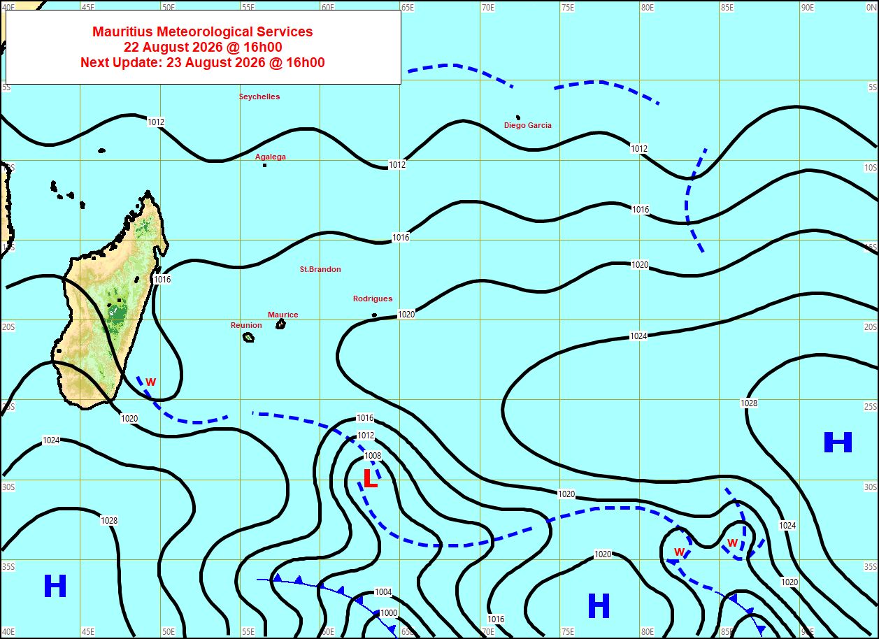MAURICE: données climatologiques du 22/08/2026