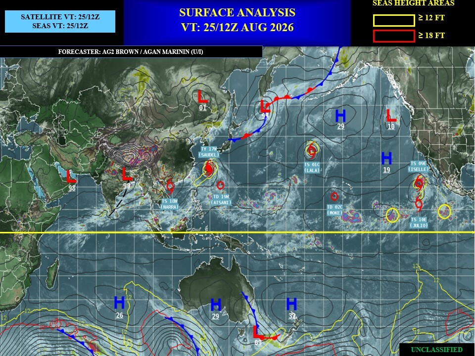 ILES SOEURS: Maurice/Réunion/Rodrigues/Agaléga/Tromelin: relevés climatologiques du 25/08/26
