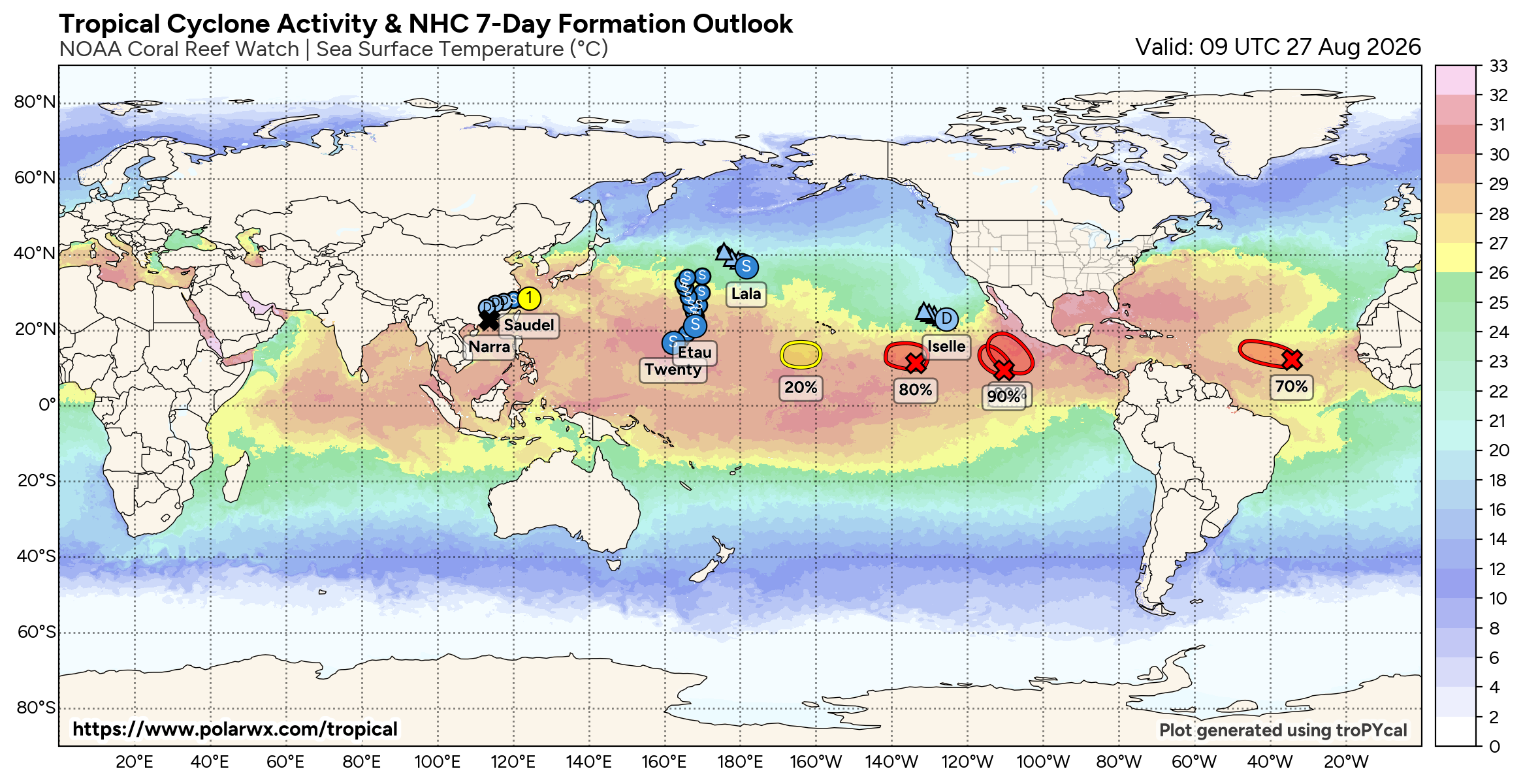 WESTERN PACIFIC: TY 17W(SAUDEL)CAT 1 US to make landfall over Eastern CHINA before 24 hours/TS 20W/TS 21W(ETAU)/CPA:TS 01C(LALA) still there/EPA:09E(ISELLE)/93E/94E/ATL:96L//27@1100 UTC