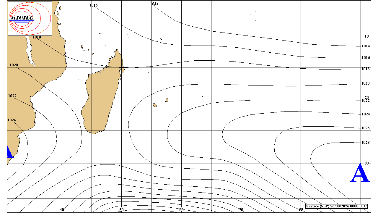 ILES SOEURS: Maurice/Réunion/Rodrigues/Agaléga/Tromelin: relevés climatologiques du 26/08/26