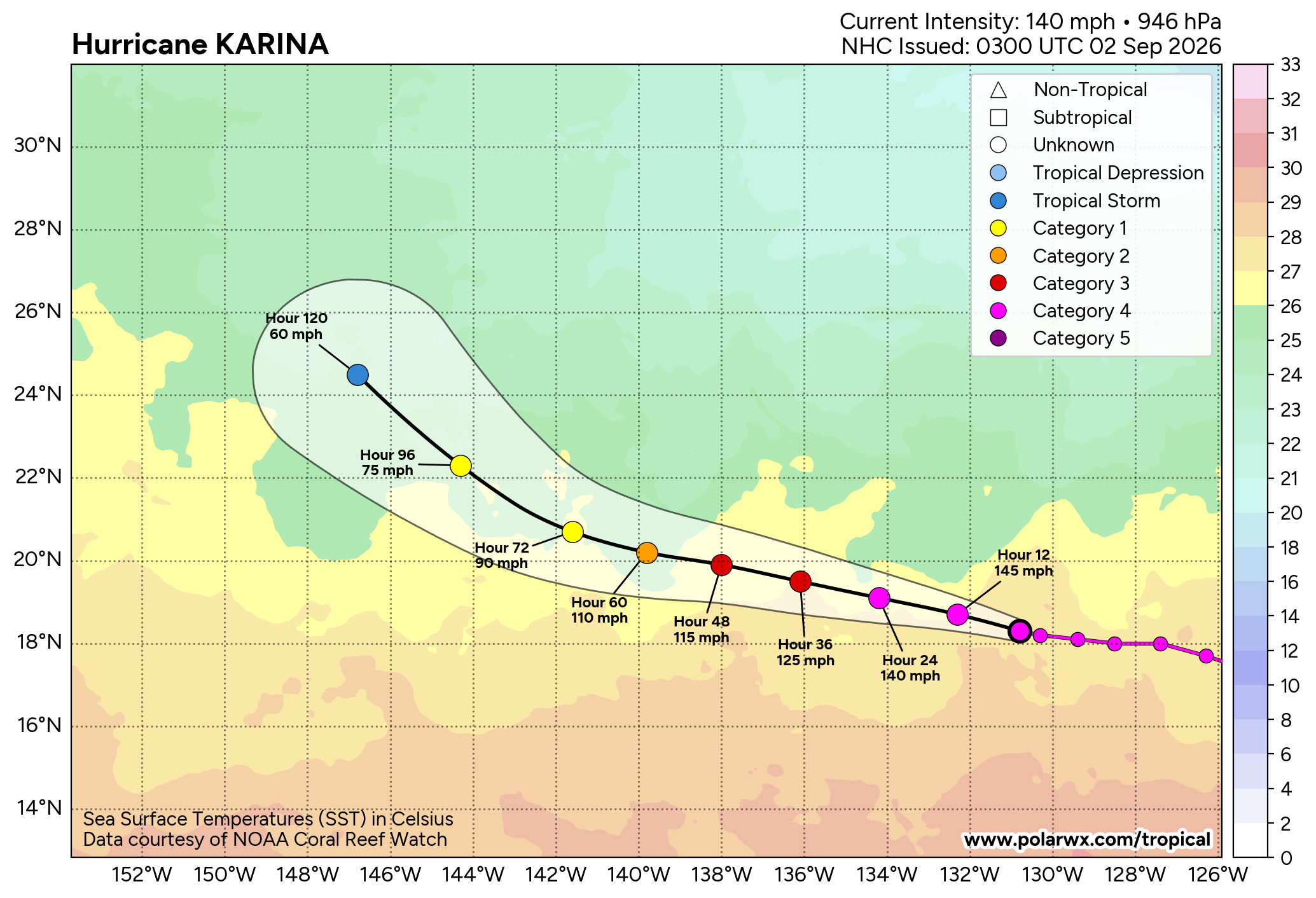 EASTERN PACIFIC: HU 11E(KARINA) CAT 4 US, SAR displays 120kt sustained winds/CENTRAL PACIFIC:HU 12E(LOWEL) CAT 3 intensifying//0902 0600UTC
