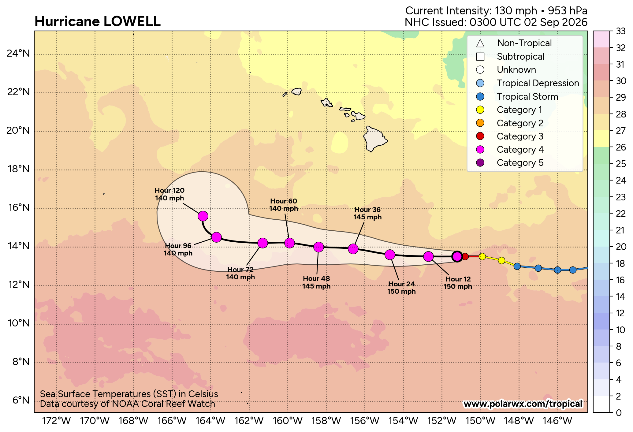 EASTERN PACIFIC: HU 11E(KARINA) CAT 4 US, SAR displays 120kt sustained winds/CENTRAL PACIFIC:HU 12E(LOWEL) CAT 3 intensifying//0902 0600UTC