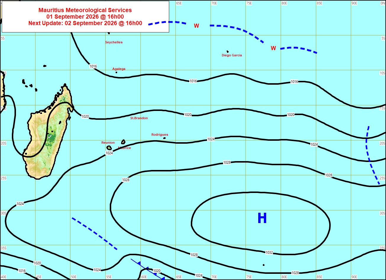 ILES SOEURS: Maurice/Réunion/Rodrigues/Agaléga/Tromelin: relevés climatologiques du 01/09/26