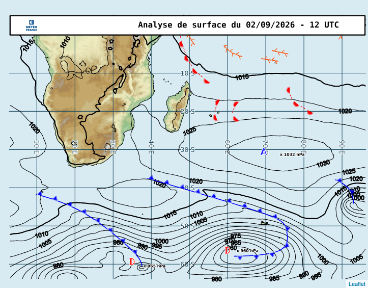 ILES SOEURS: Maurice/Réunion/Rodrigues/Agaléga/Tromelin: relevés climatologiques du 02/09/26