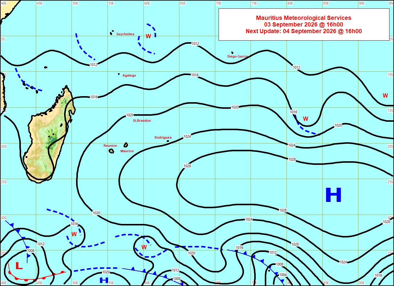 ILES SOEURS: Maurice/Réunion/Rodrigues/Agaléga/Tromelin: relevés climatologiques du 03/09/26