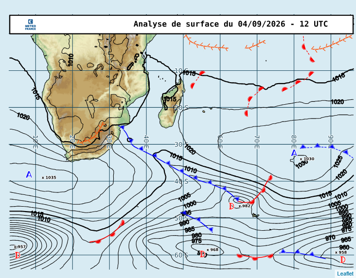 ILES SOEURS: Maurice/Réunion/Rodrigues/Agaléga/Tromelin: relevés climatologiques du 04/09/26
