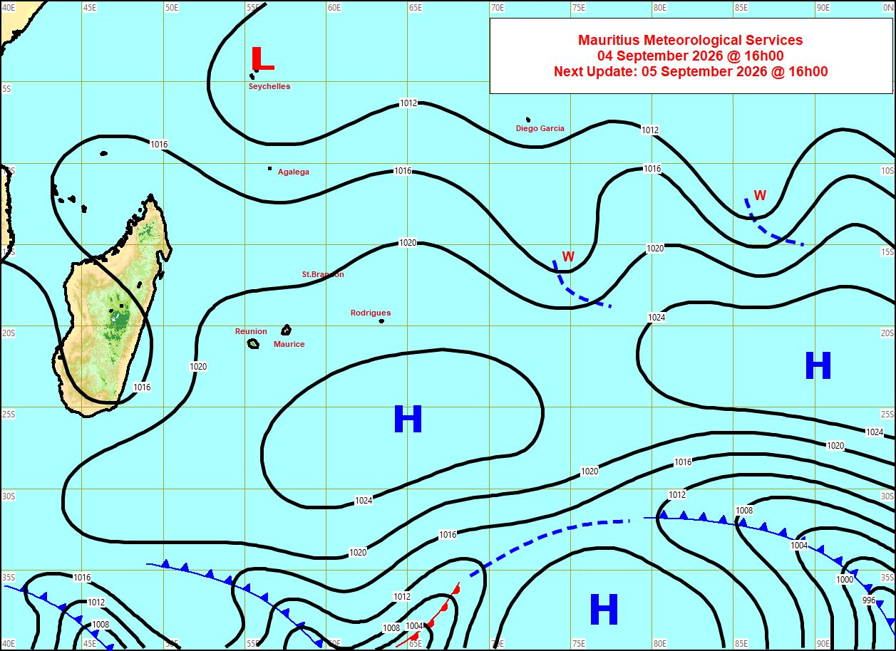 ILES SOEURS: Maurice/Réunion/Rodrigues/Agaléga/Tromelin: relevés climatologiques du 04/09/26
