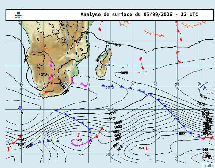 ILES SOEURS: Maurice/Réunion/Rodrigues/Agaléga/Tromelin: relevés climatologiques du 05/09/26