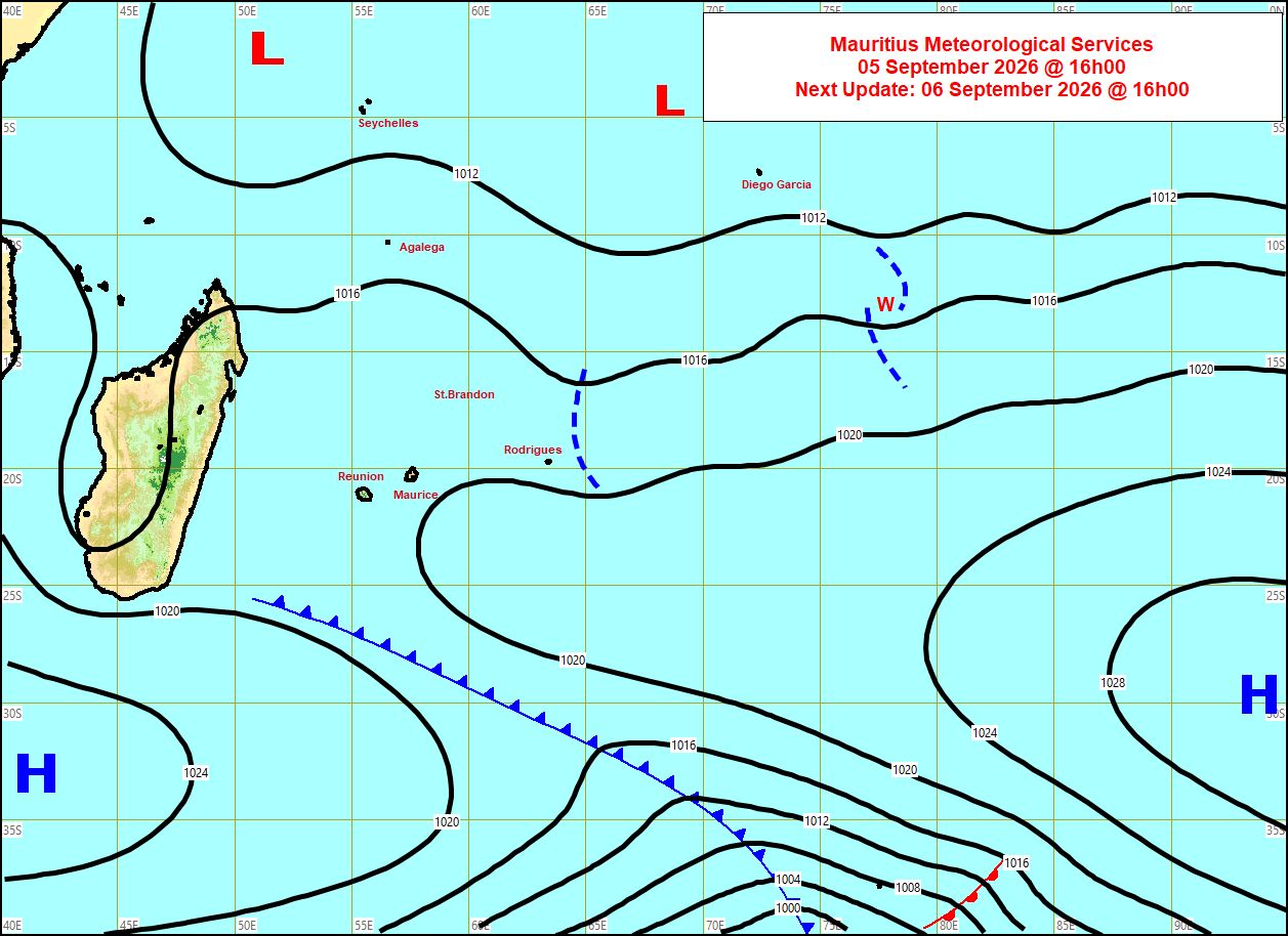 ILES SOEURS: Maurice/Réunion/Rodrigues/Agaléga/Tromelin: relevés climatologiques du 05/09/26